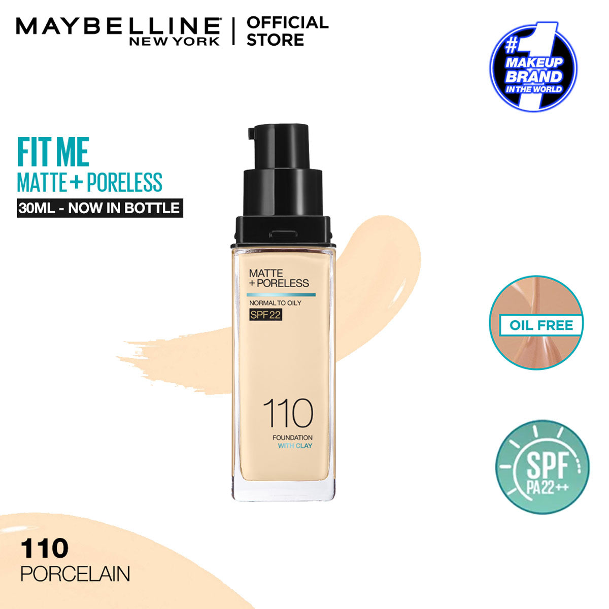 Buy Maybelline - Fit Me Matte + Poreless Liquid Foundation SPF 22 - 110 - at Best Price Online in Pakistan