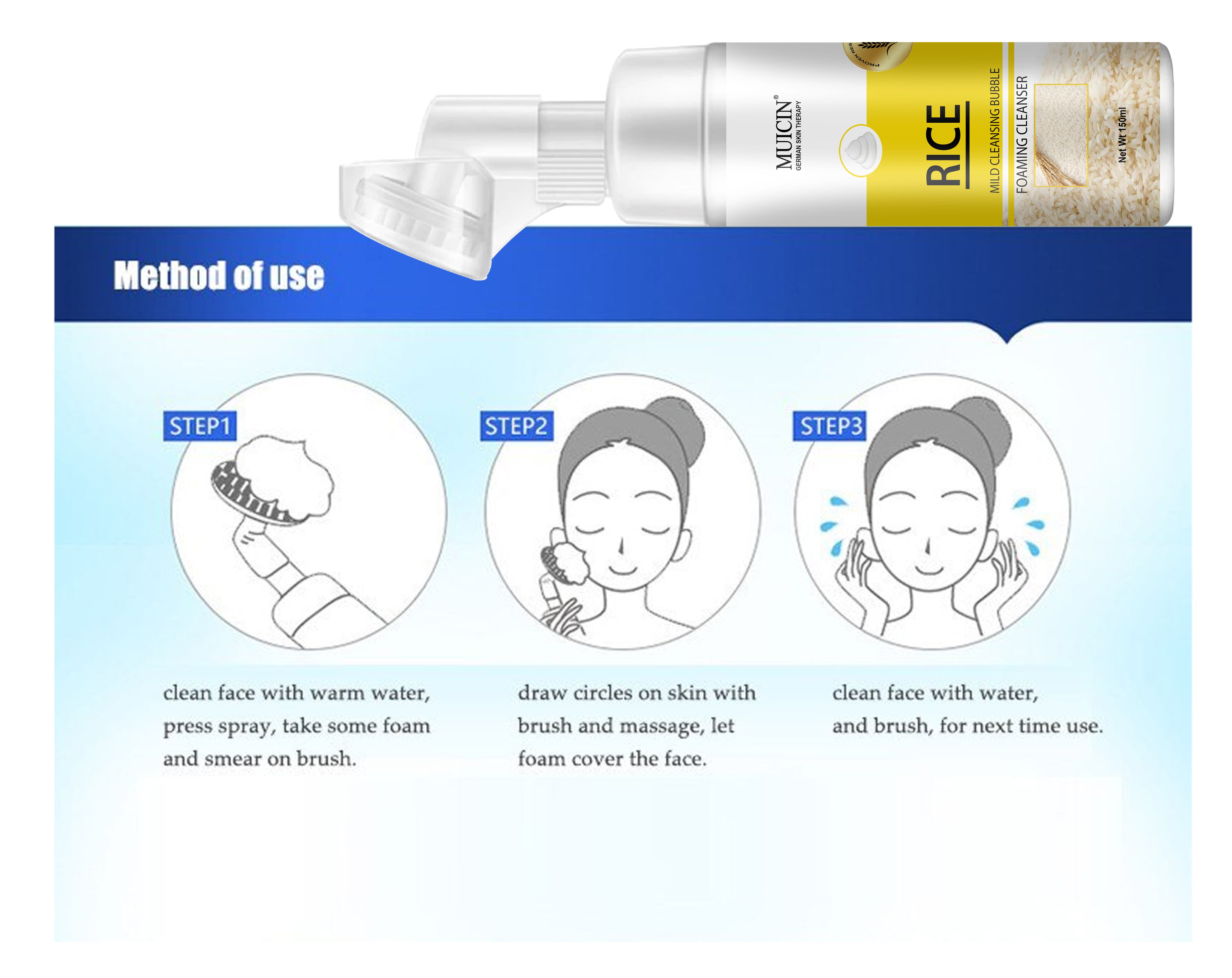Buy MUICIN - Rice Mild Cleansing Bubble Foaming Facial Cleanser - 150ml - at Best Price Online in Pakistan