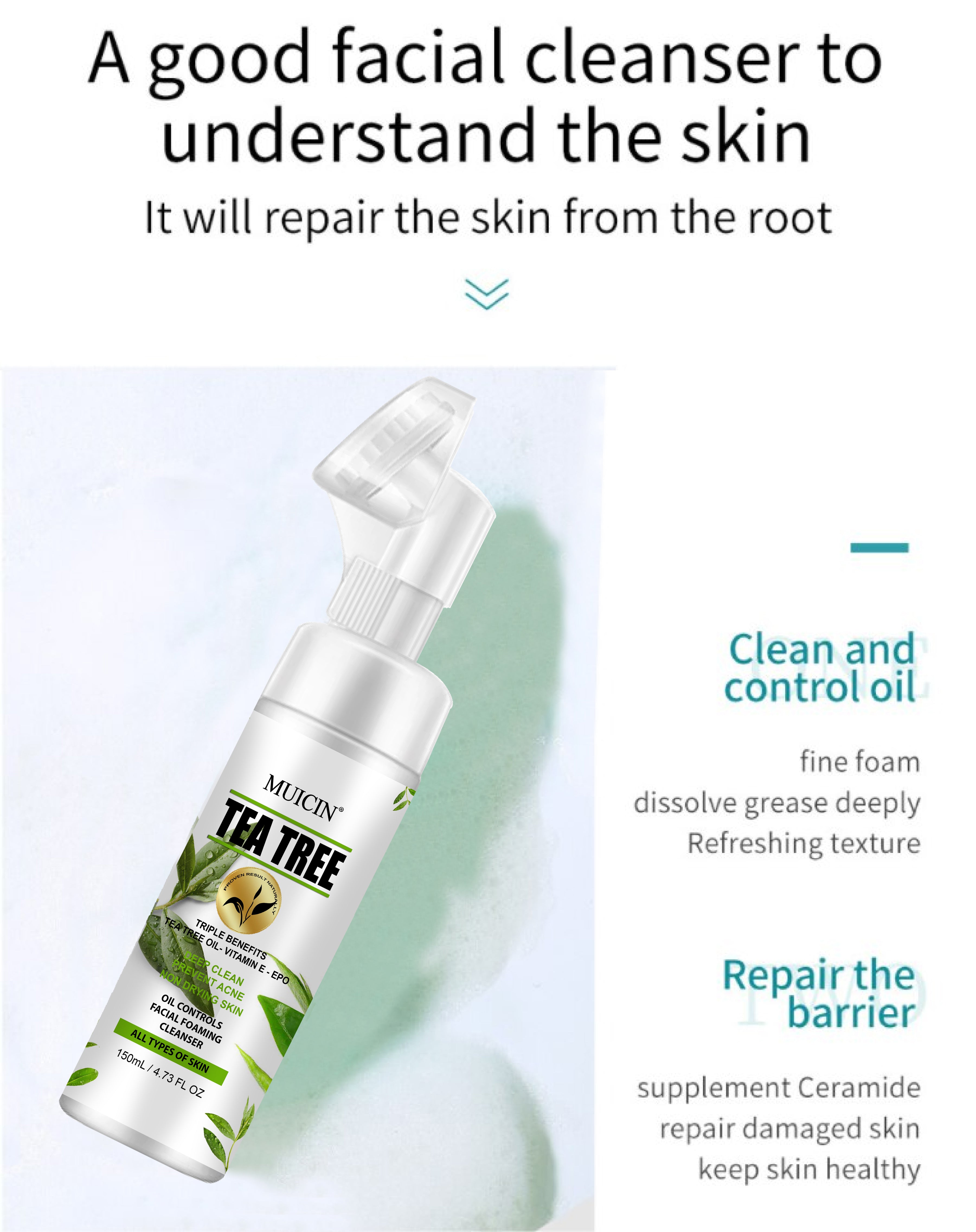 Buy MUICIN - Tea Tree Bubble Foaming Facial Cleanser - 150ml - at Best Price Online in Pakistan