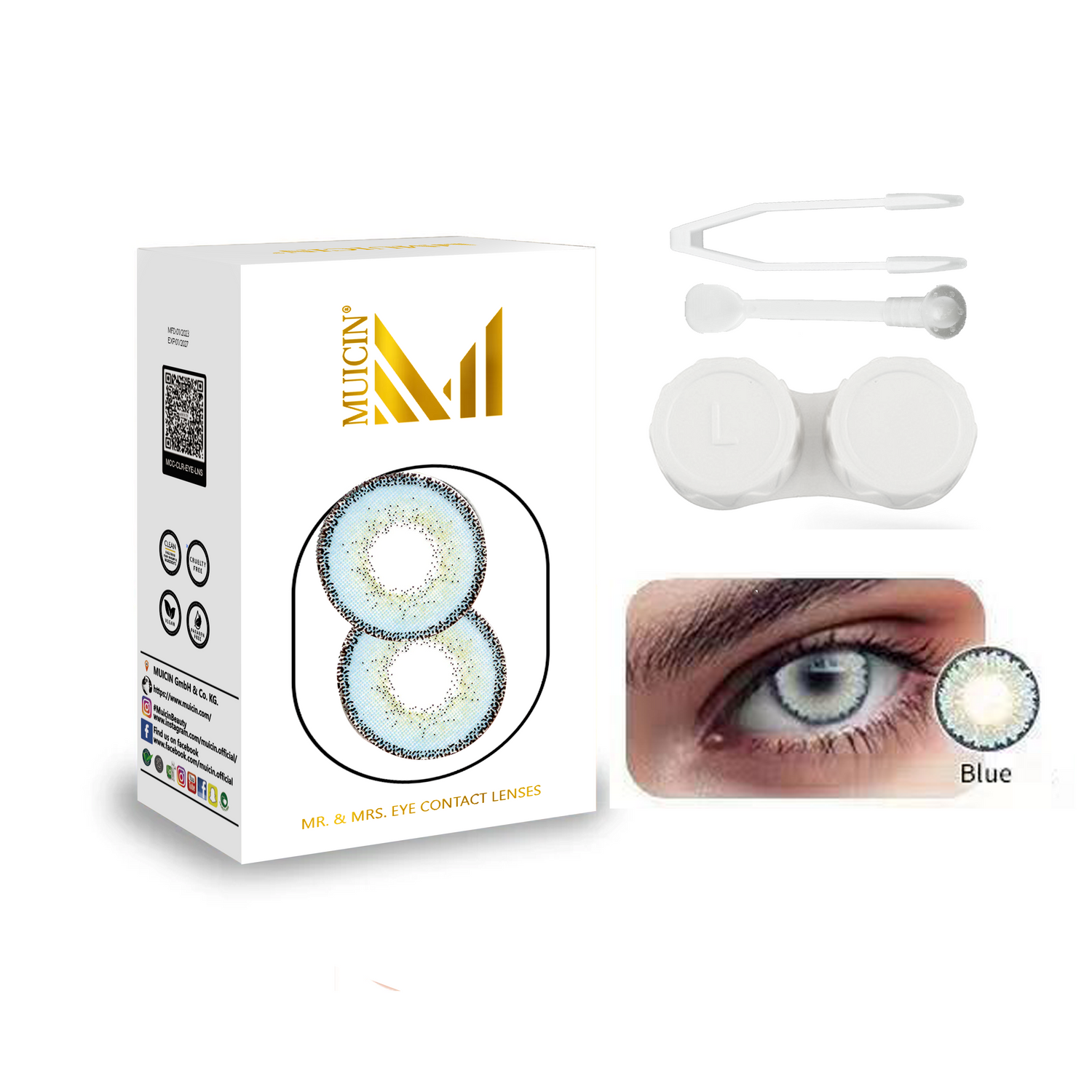 Buy MUICIN - Mr & mrs party wear colored eye contacts - vibrant eye transformation - Blue at Best Price Online in Pakistan