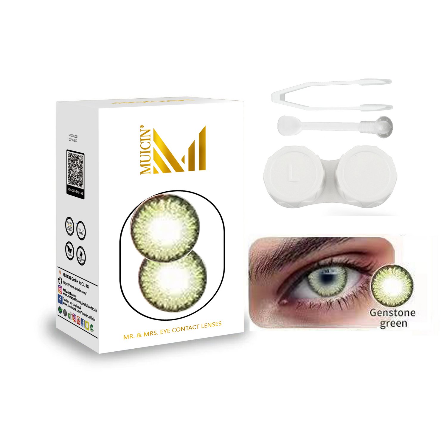 Buy MUICIN - Mr & mrs party wear colored eye contacts - vibrant eye transformation - Genstone Green at Best Price Online in Pakistan