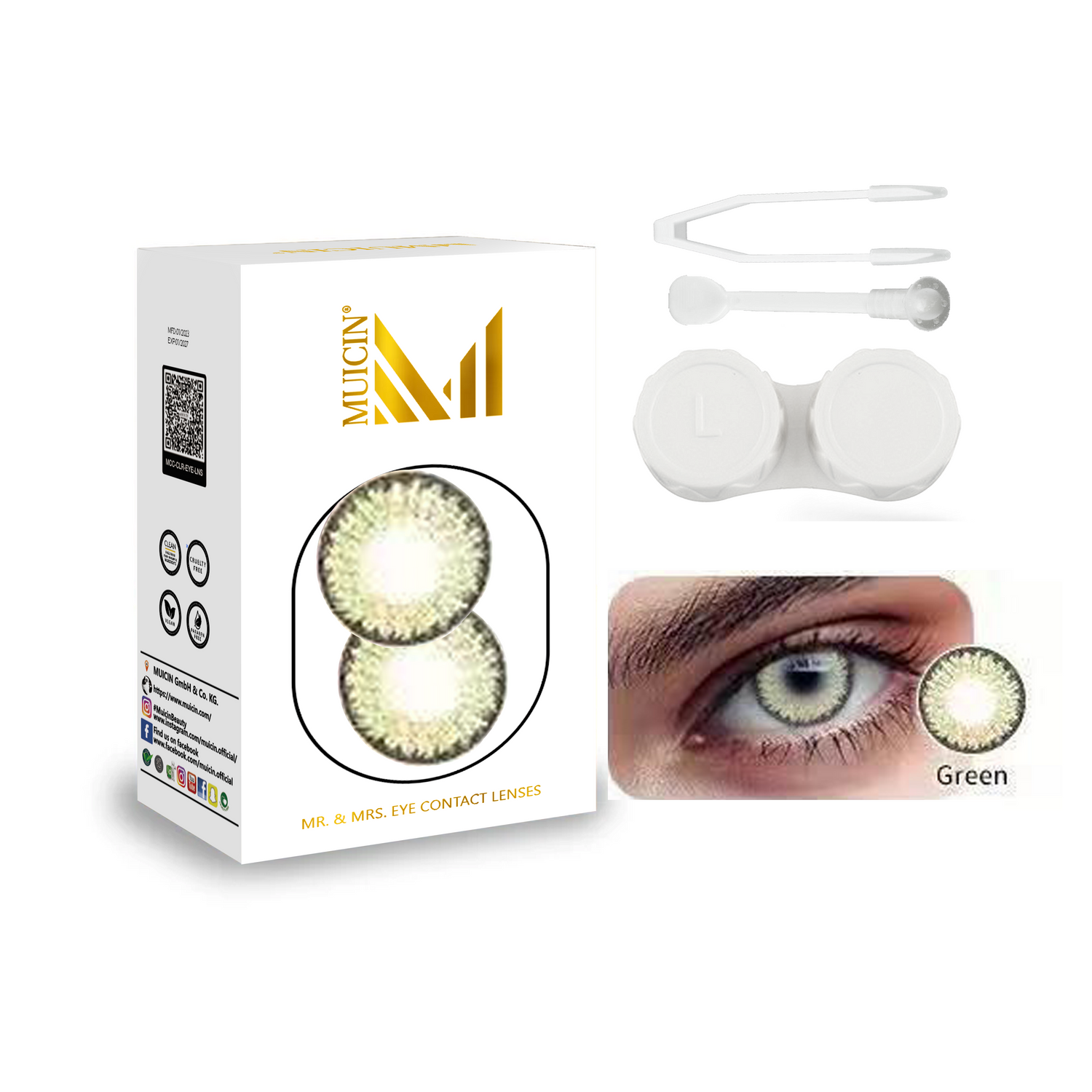 Buy MUICIN - Mr & mrs party wear colored eye contacts - vibrant eye transformation - Green at Best Price Online in Pakistan
