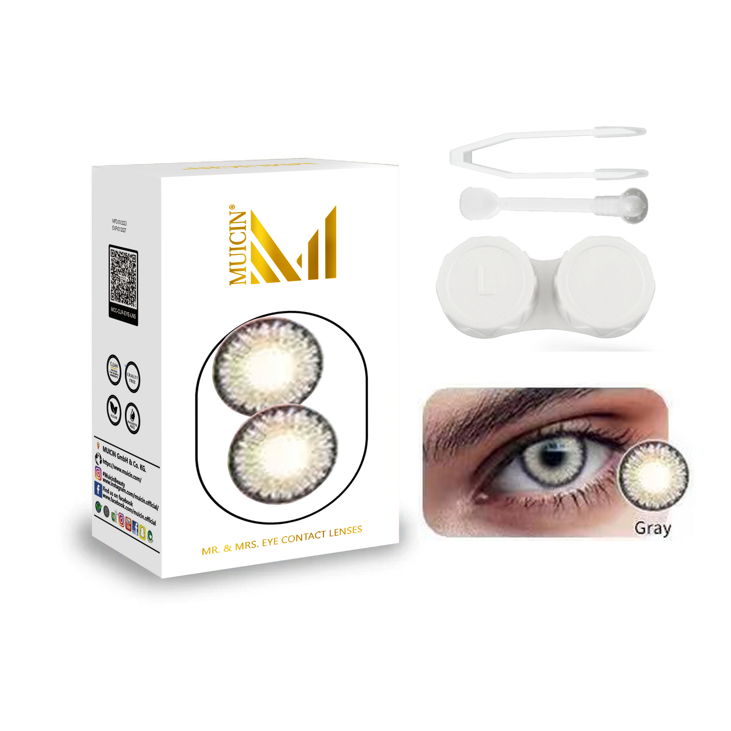 Buy MUICIN - Mr & mrs party wear colored eye contacts - vibrant eye transformation - Grey at Best Price Online in Pakistan