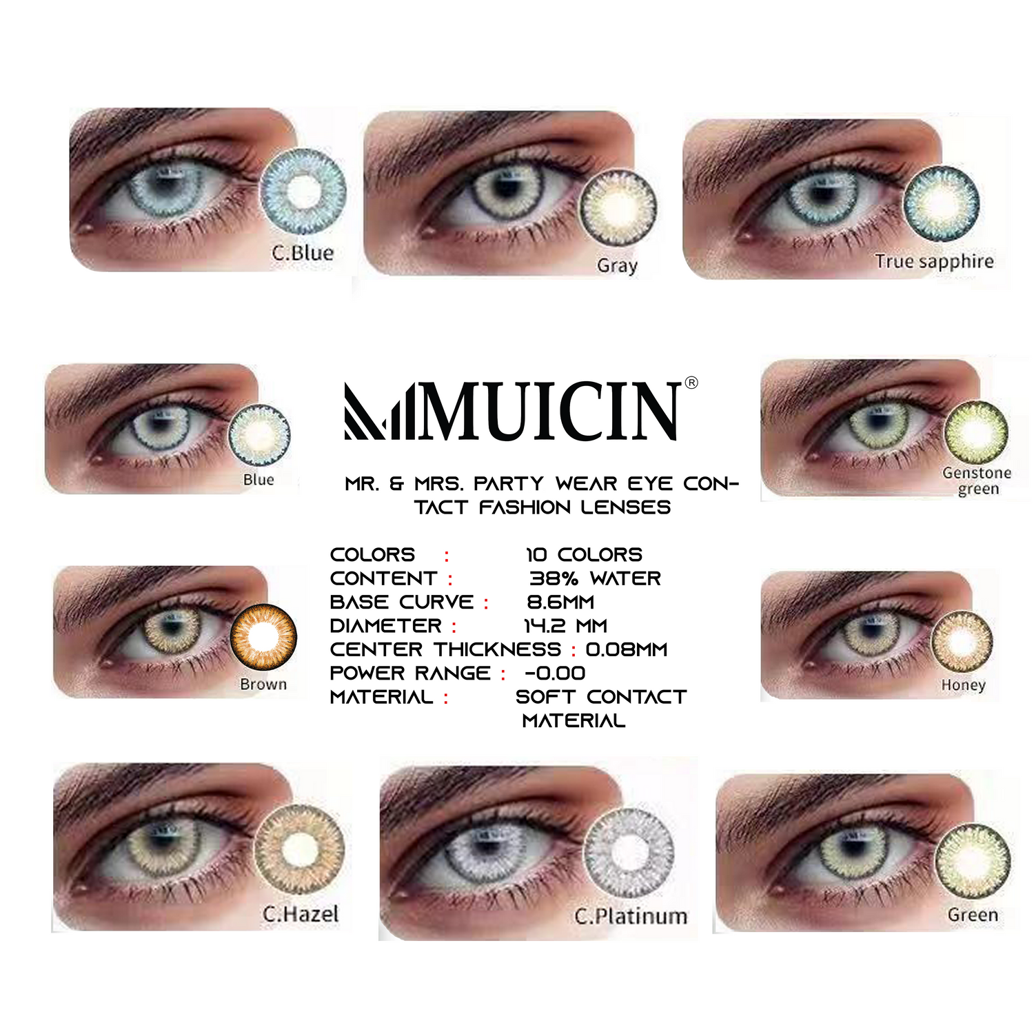 Buy MUICIN - Mr & mrs party wear colored eye contacts - vibrant eye transformation - at Best Price Online in Pakistan