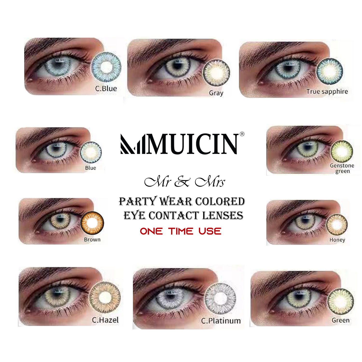 Buy MUICIN - Mr & mrs party wear colored eye contacts - vibrant eye transformation - at Best Price Online in Pakistan