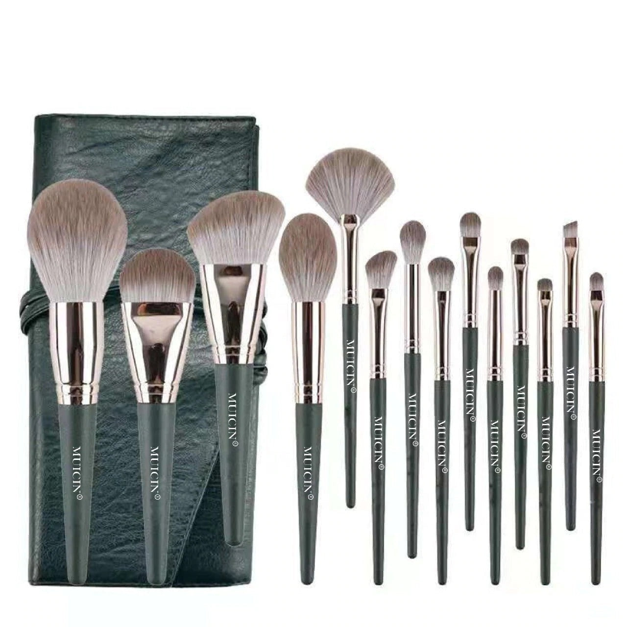 Buy  MUICIN - 14 Pieces Professional Makeup Brush Set Green Leather Pouch - at Best Price Online in Pakistan