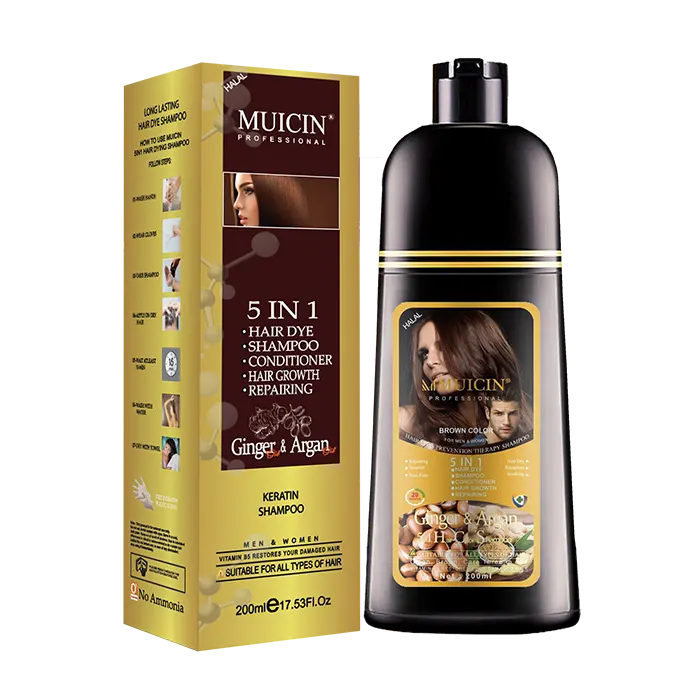 Buy MUICIN - 5 in 1 Hair Color Shampoo With Ginger & Argan Oil - Brown 200ml at Best Price Online in Pakistan