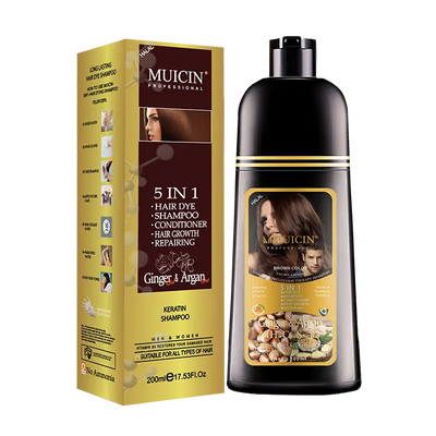 Buy  MUICIN - 5 in 1 Hair Color Shampoo With Ginger & Argan Oil - Brown 200ml at Best Price Online in Pakistan