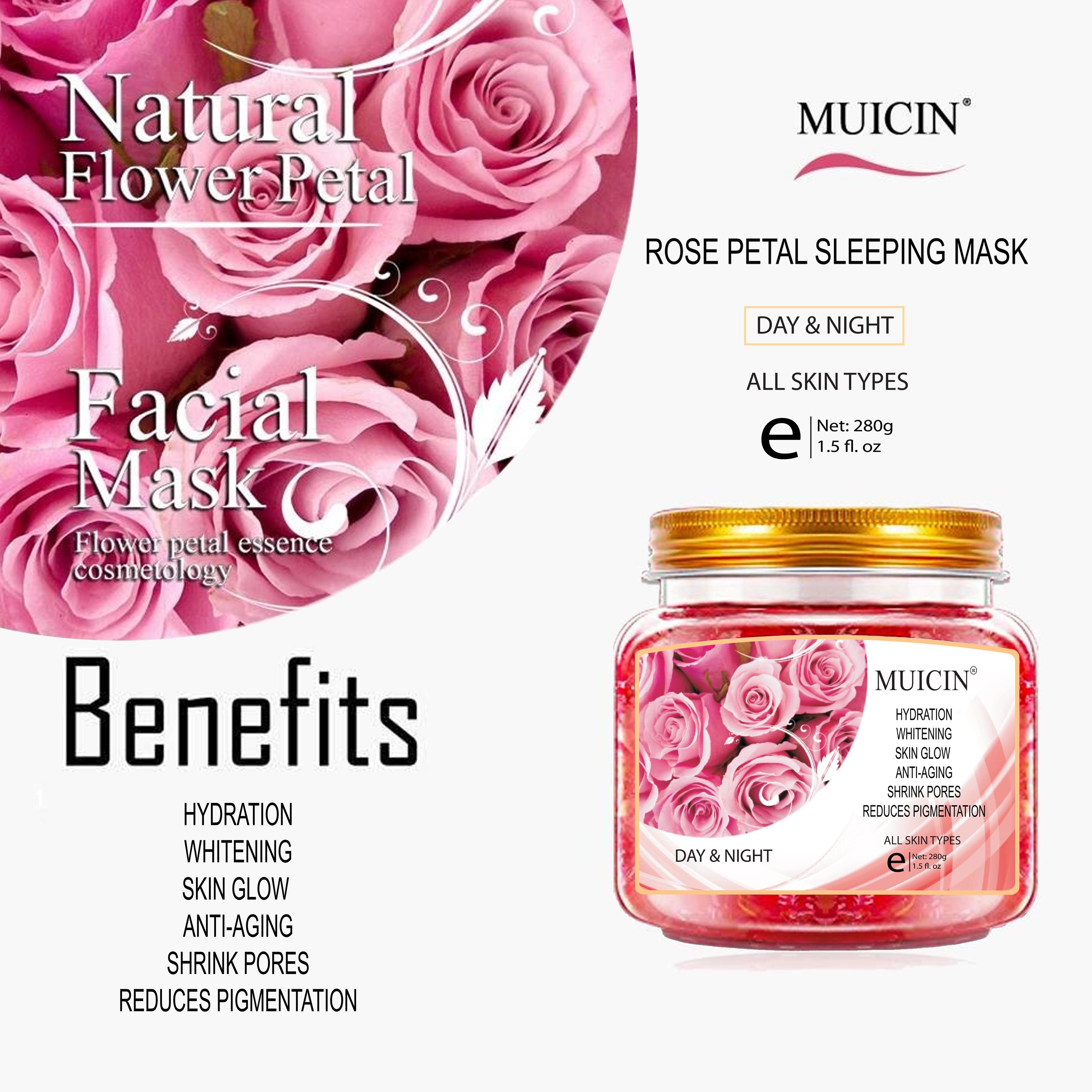 Buy MUICIN - Natural Rose Petal Day & Night Sleeping Mask - 280g - at Best Price Online in Pakistan