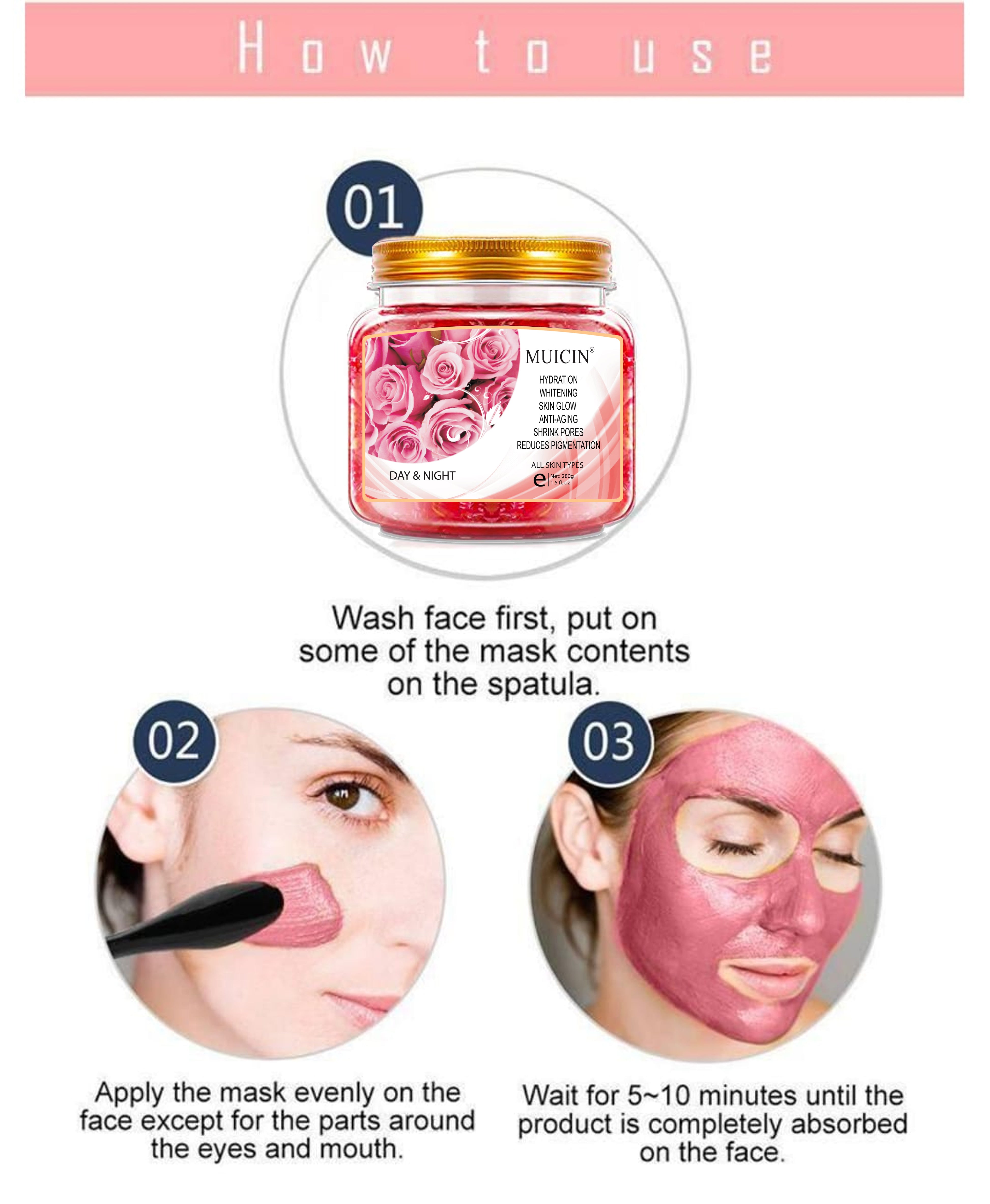 Buy MUICIN - Natural Rose Petal Day & Night Sleeping Mask - 280g - at Best Price Online in Pakistan
