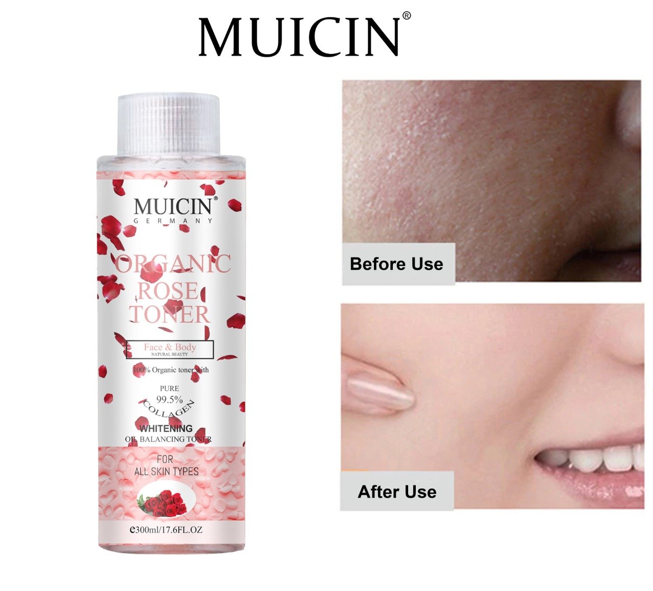 Buy MUICIN - Organic Rose Petal Face & Body Toner - 300ml - at Best Price Online in Pakistan
