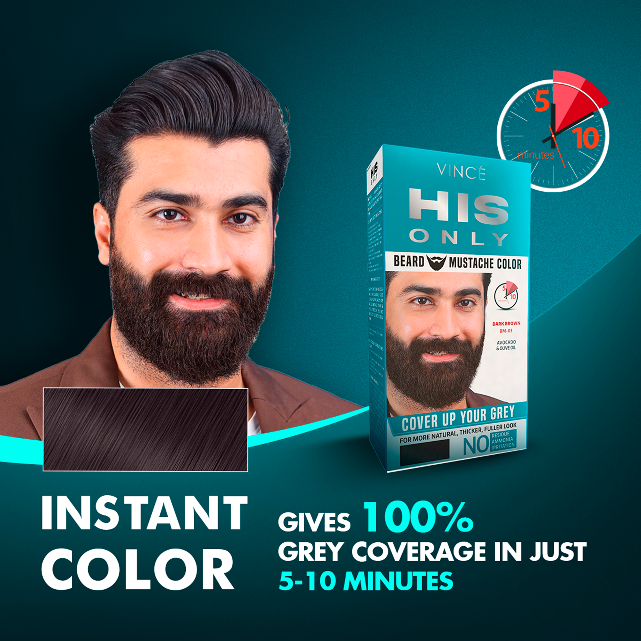 Buy Vince Dark Brown - Beard & Mustache Color - Dark Brown BM-03 at Best Price Online in Pakistan