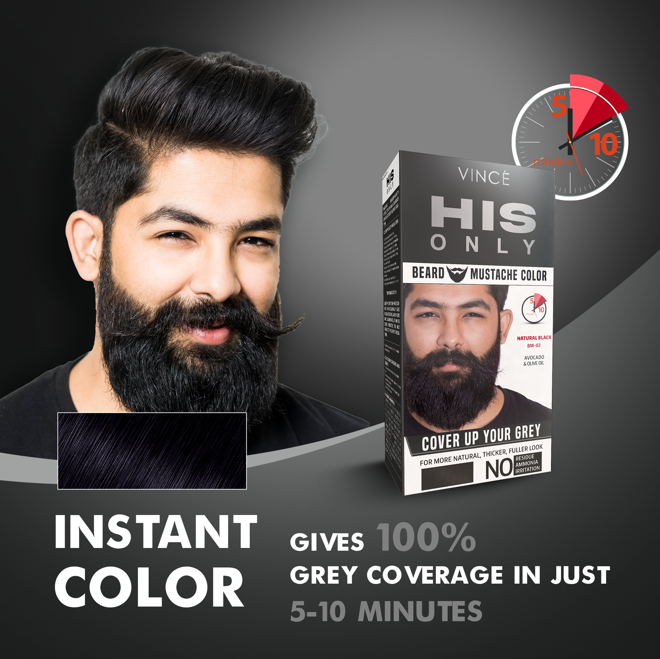Buy Vince Dark Brown - Beard & Mustache Color - Natural Black BM-02 at Best Price Online in Pakistan