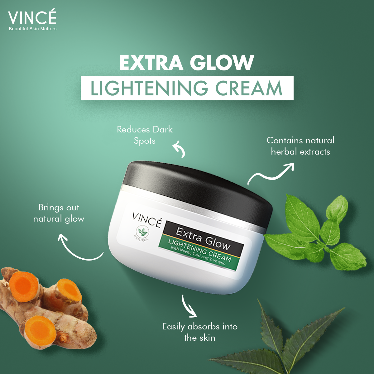 Buy Vince Extra Glow Lightening Cream with Neem, Tulsi and Turmeric - 40g - at Best Price Online in Pakistan