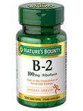Nature's Bounty Vitamin B2 100mg, 100 Pack