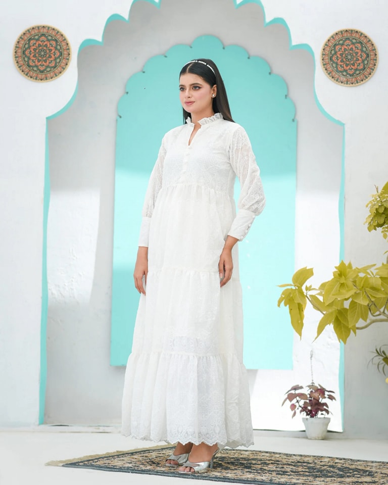 Buy  Chicken embroidery Maxi - at Best Price Online in Pakistan