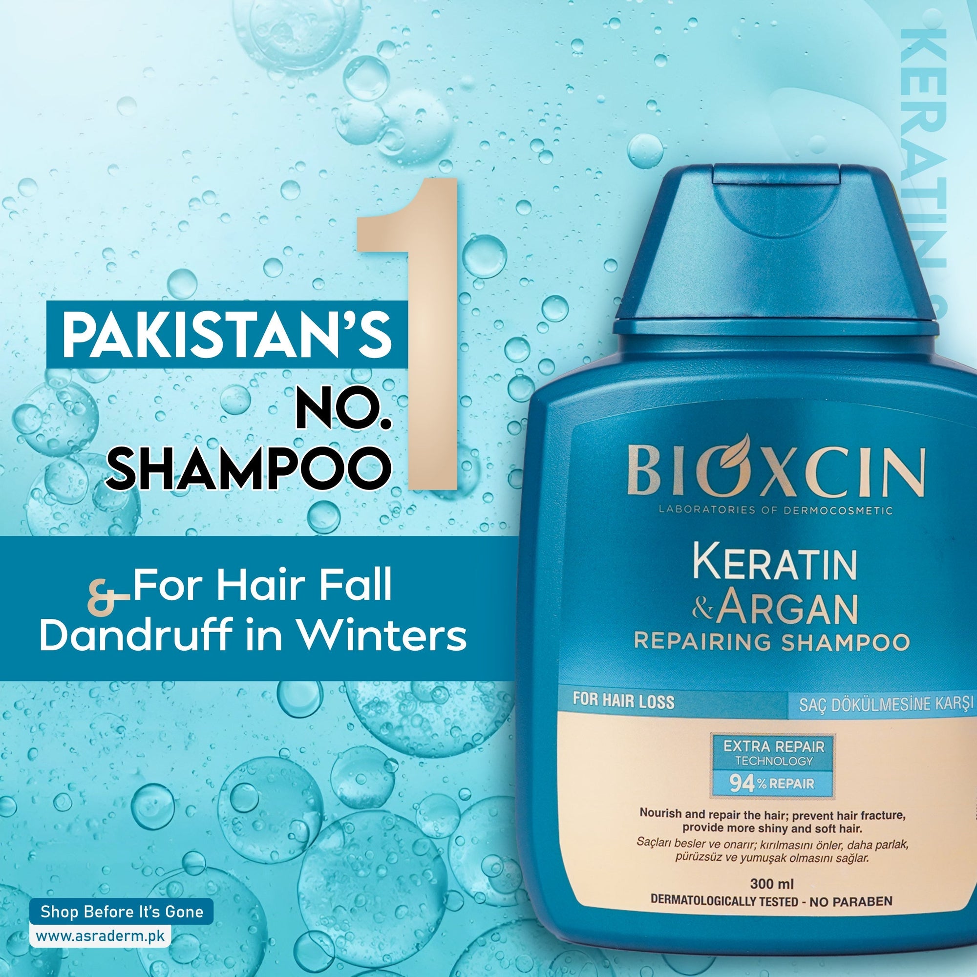 Buy  Bioxcin Keratin & Argan Repairing Shampoo - 300ml - at Best Price Online in Pakistan