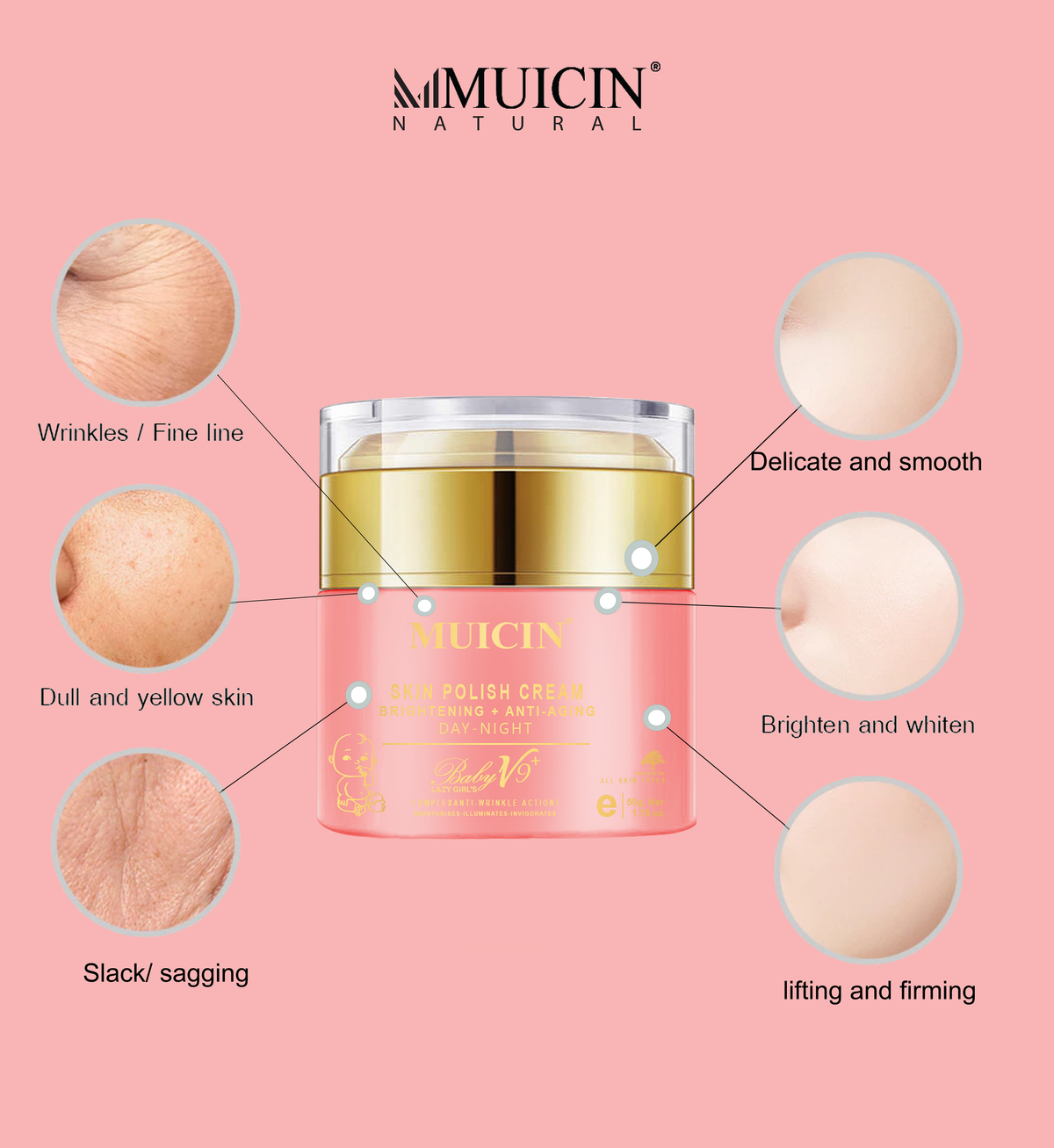 Buy  MUICIN - Baby V9 Jar Lazy Girl Skin Polish Cream - 50g - at Best Price Online in Pakistan