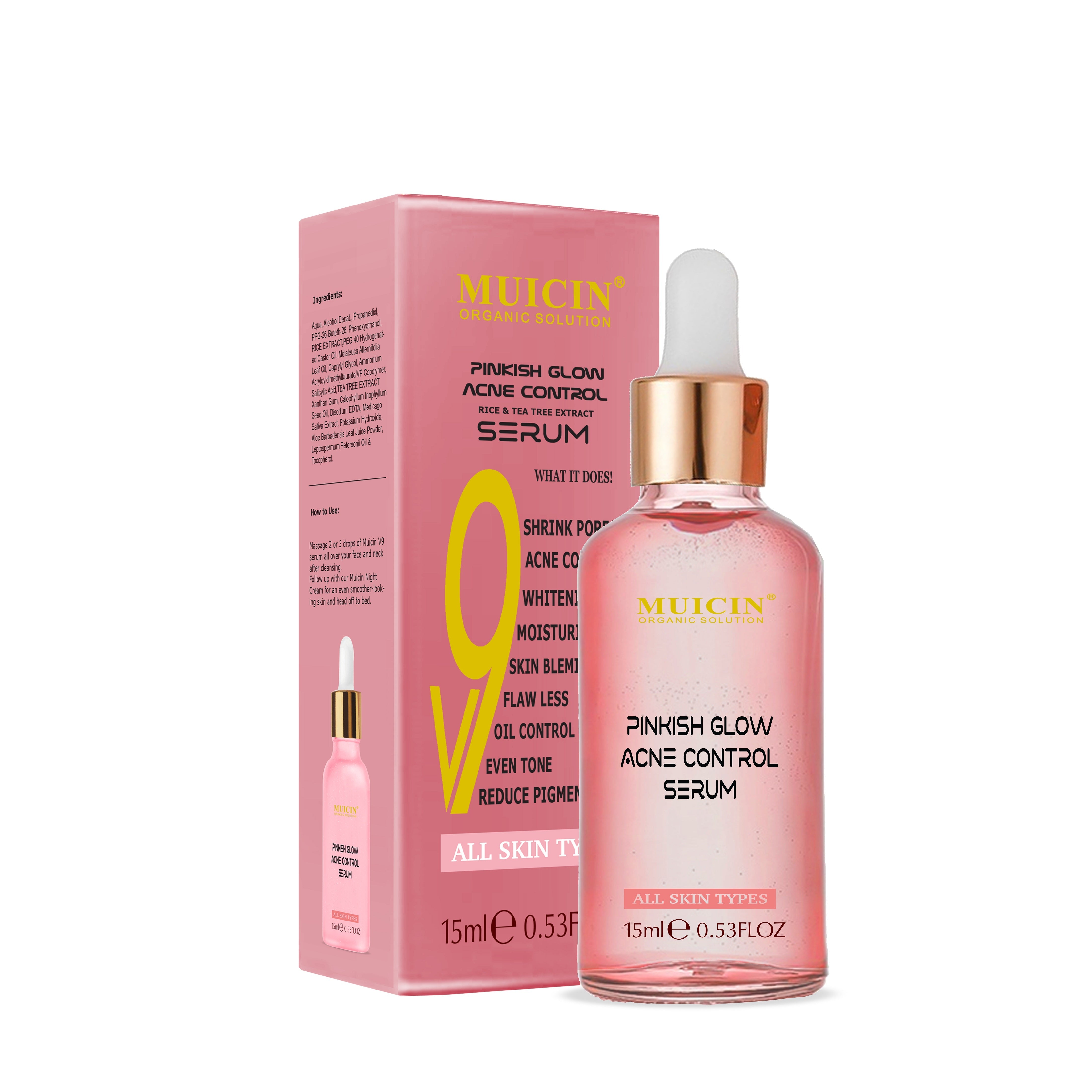 Buy  MUICIN - V9 Pinkish Glow Anti Acne Face Serum - 15ml - at Best Price Online in Pakistan