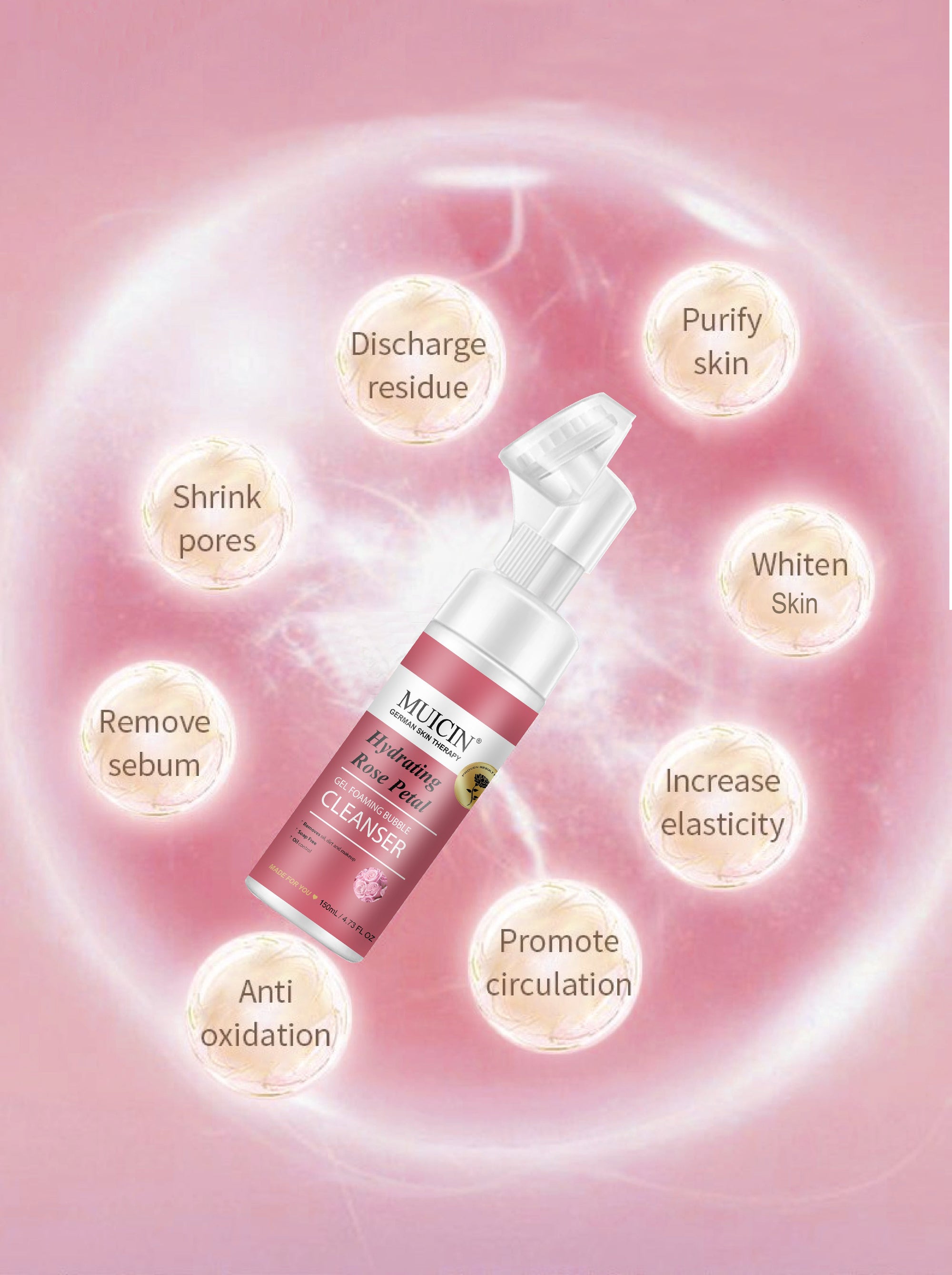 Buy  MUICIN - Rose Petal Gel Foaming Bubble Cleanser - 150ml - at Best Price Online in Pakistan