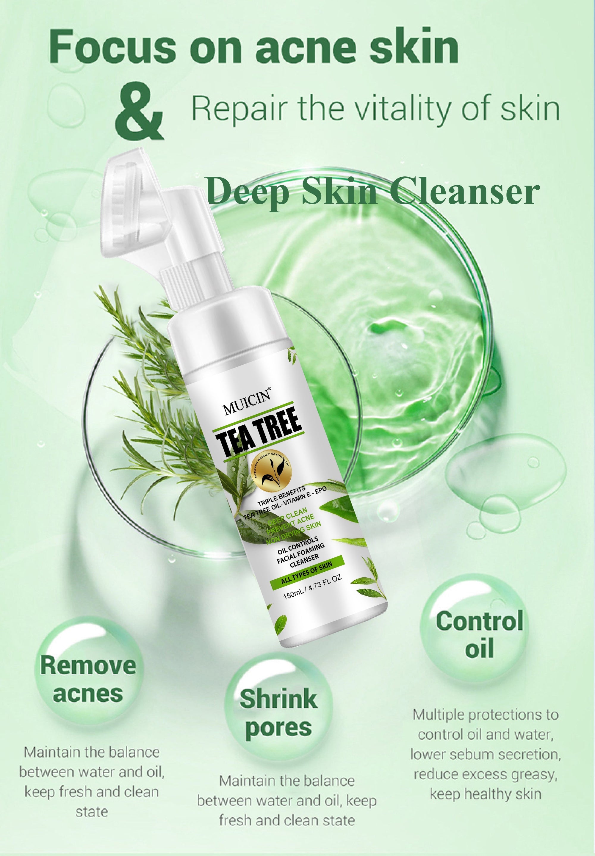 Buy  MUICIN - Tea Tree Bubble Foaming Facial Cleanser - 150ml - at Best Price Online in Pakistan