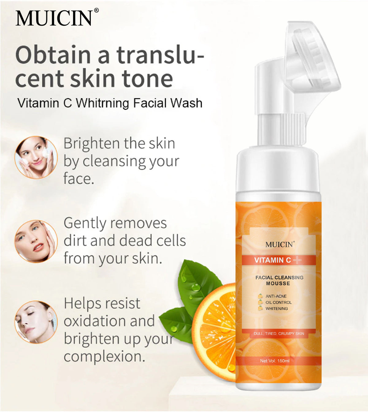 Buy  MUICIN - Vitamin C Bubble Foaming Facial Cleanser - 150ml - at Best Price Online in Pakistan