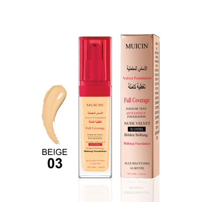 Buy  MUICIN - Nude Velvet Full Coverage Foundation - 30ml - 03 Beige at Best Price Online in Pakistan