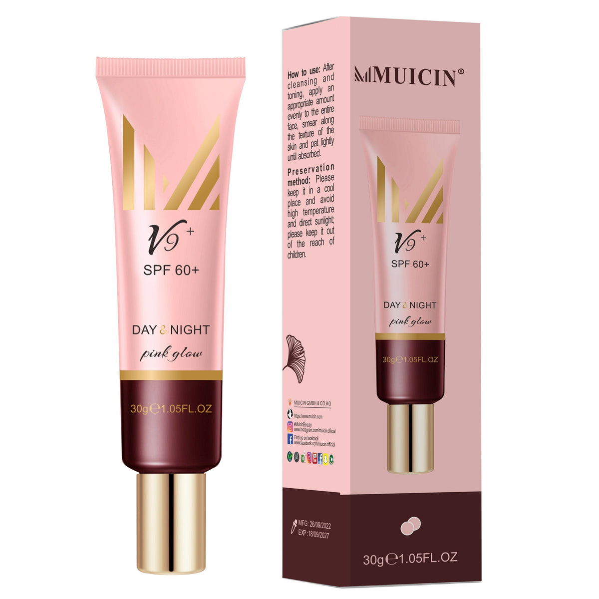 Buy  MUICIN - V9+ Pink Glow CC Day & Night Cream SPF 60+ - 30g - at Best Price Online in Pakistan