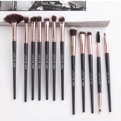 Buy  MUICIN - 12 Pieces Rose Gold & Black Complete Eye Brushes Set - at Best Price Online in Pakistan