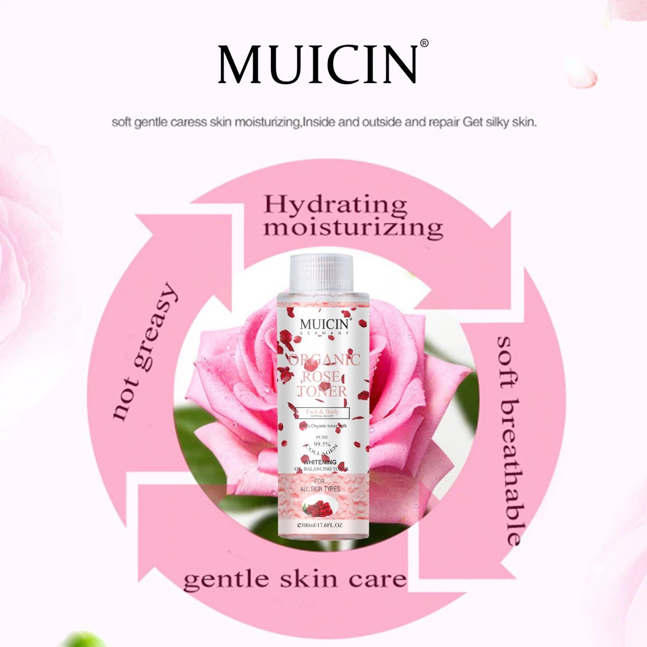 Buy  MUICIN - Organic Rose Petal Face & Body Toner - 300ml - at Best Price Online in Pakistan