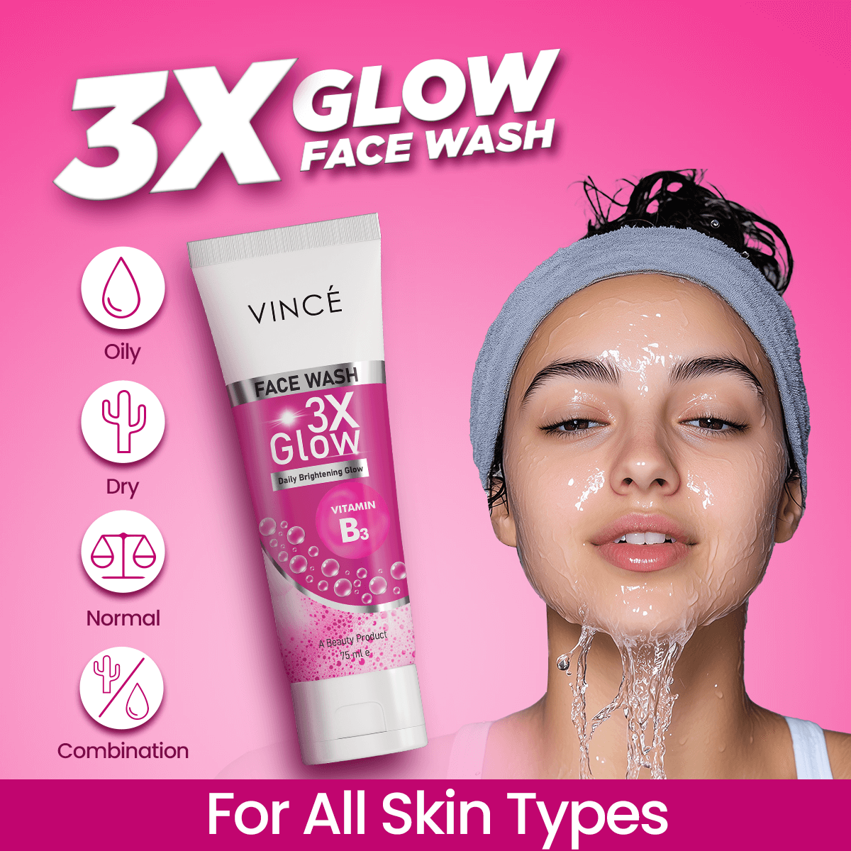 Buy  Vince 3X Glow Face Wash - at Best Price Online in Pakistan